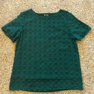 BTFBM Hunter Green Textured Dot Blouse EUC | Size S